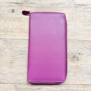 Baekgaard Purple Leather Zip Around Travel Wallet Organizer Minimalist Passport